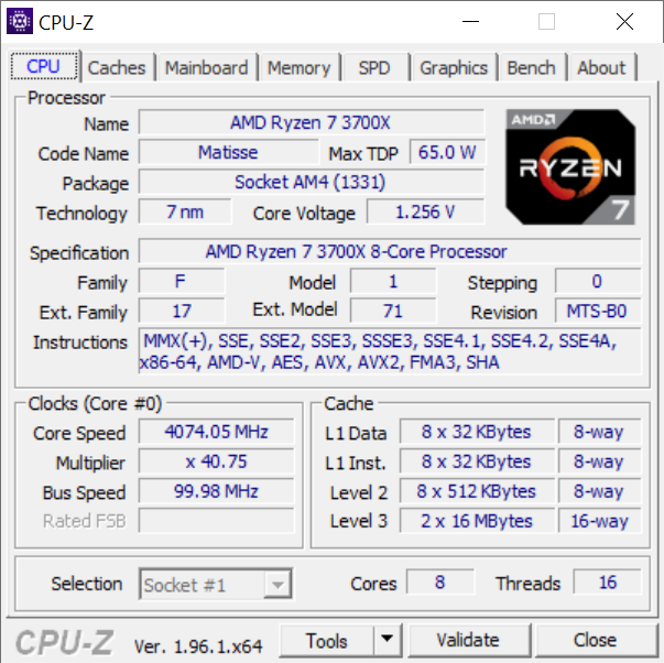 AMD Ryzen 7 3rd Gen - RYZEN 7 3700X Matisse (Zen 2) 8-Core 3.6 GHz (4.4 GHz  Max Boost) Socket AM4 65W 100-100000071BOX Desktop Processor