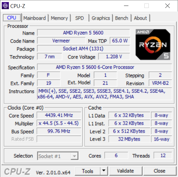 AMD Ryzen 5 R5 5600 3.5ghz 6-core 12-thread Cpu Processor, 7nm L3=32m  Socket Lga Am4