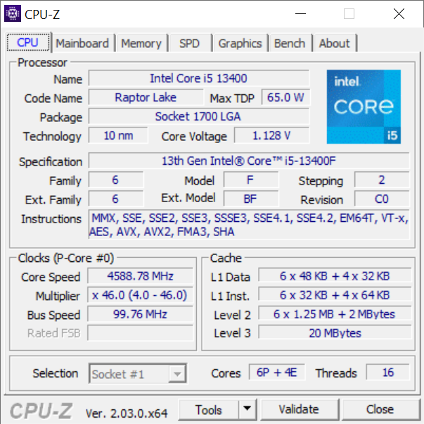 Intel® Core™ i5 i5-13400 10 x 2.5 GHz Processeur (CPU) Tray Socket