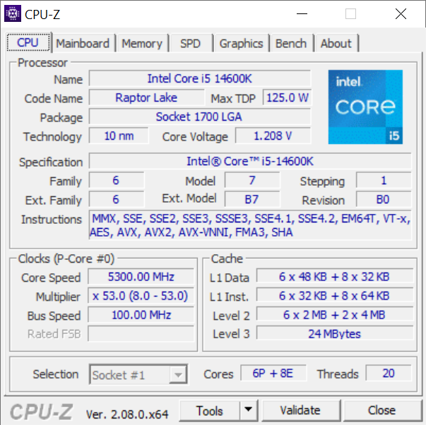 Intel Core i5-14600K in tests against 30 processors 