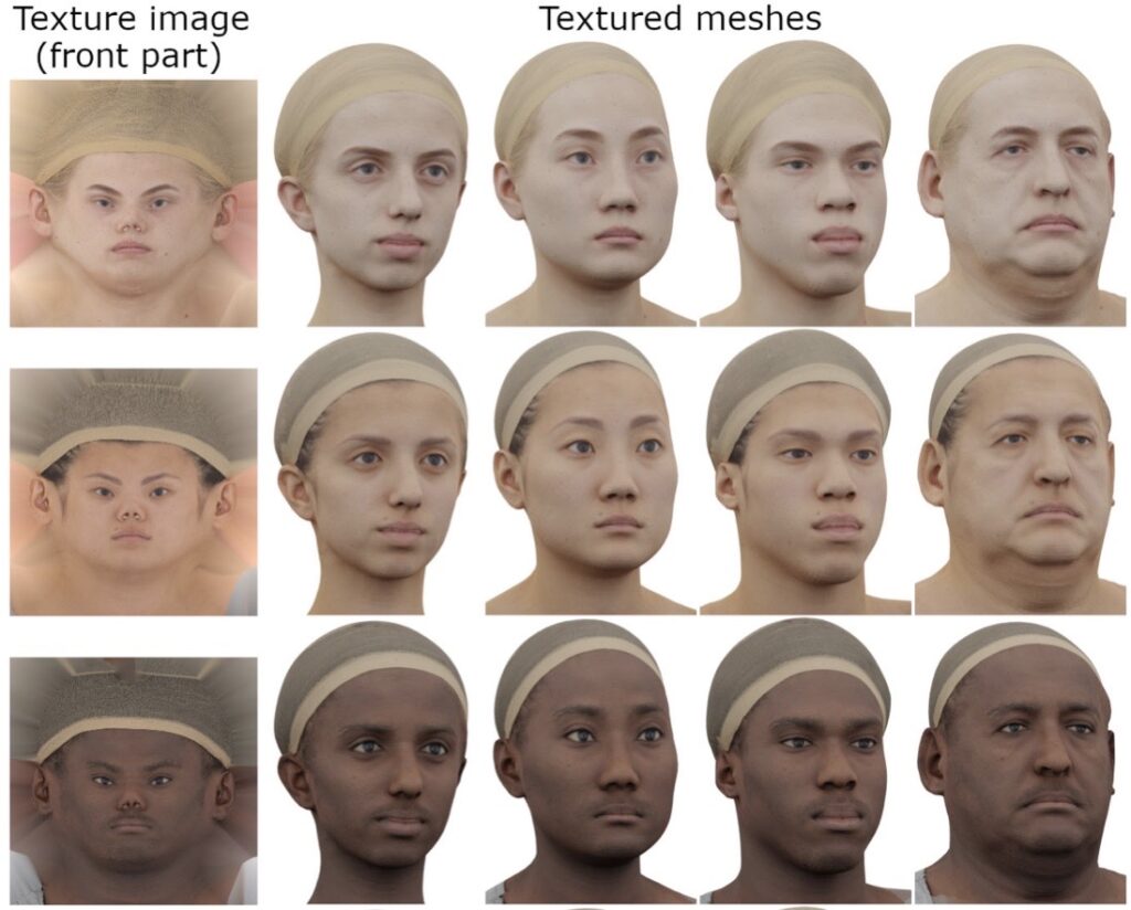 Textury a výsledný objekt po namapování na polygonové modely (zdroj: Nvidia)