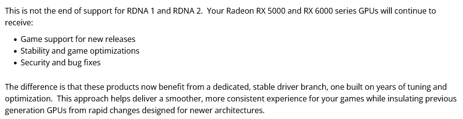 Vyjádření AMD k utlumení podpory grafiky Radeon RX 5000 a 6000 (Autor: AMD)