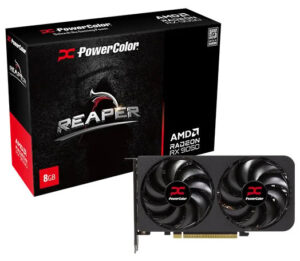 Radeon RX 9050 Reaper od PowerColoru. Karta má 8GB paměť