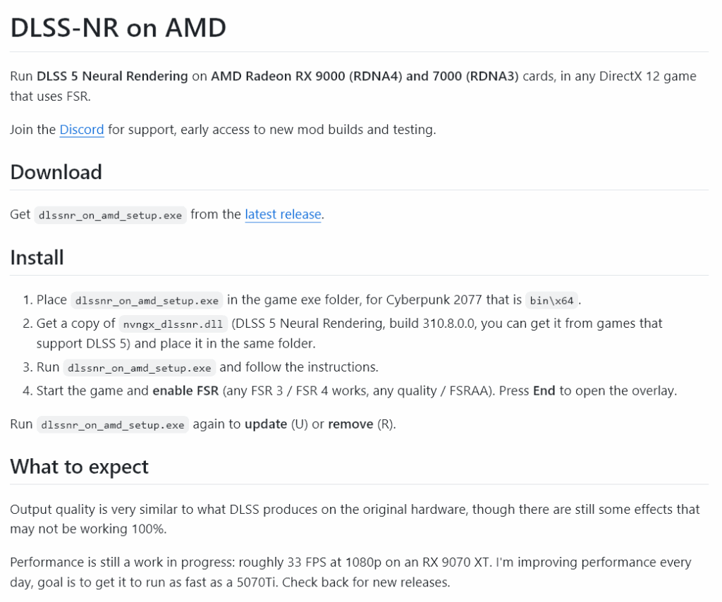 Nástroj DLSS-NR on AMD