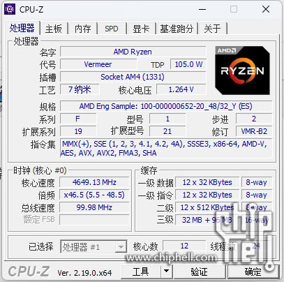Vzorek procesoru Ryzen 9 5900X3D (Zdroj: Chiphell)